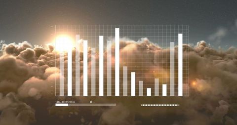 Digital Bar Chart Over Cloudscape with Glowing Sun - Download Free Stock Images Pikwizard.com