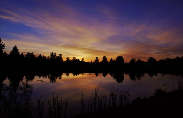 Peaceful Lakeside Sunset with Reflective Water Surface - Download Free Stock Photos Pikwizard.com