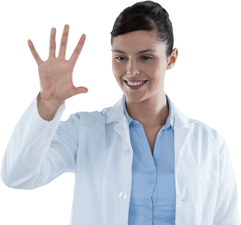 smiling female doctor interacting with transparent digital interface - Download Free Stock Videos Pikwizard.com
