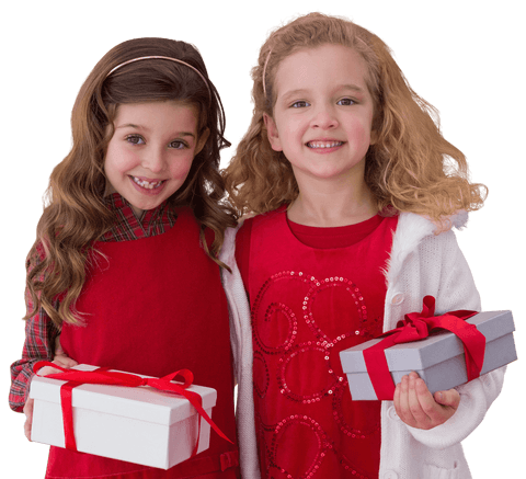 joyful caucasian girls with christmas gifts isolated on transparent background - Download Free Stock Videos Pikwizard.com