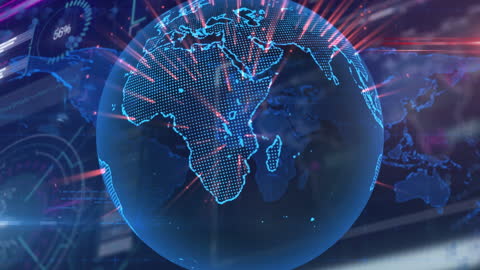 Global Digital Network Animation with Economic Data Visuals