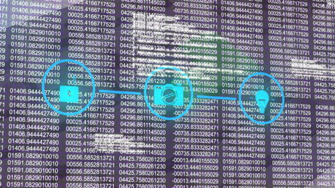 Digital Data Stream With Technology Icons