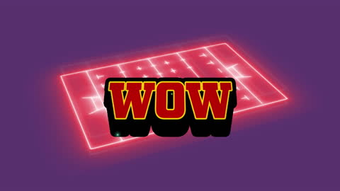 Vibrant Wow Text with Neon Geometric Background