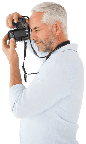 mature male photographer using digital camera transparent background - Download Free Stock Videos Pikwizard.com