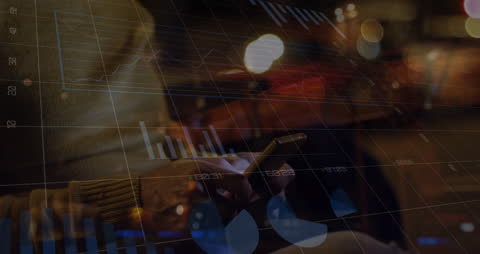 Data Interface Overlay with Smartphone at Night