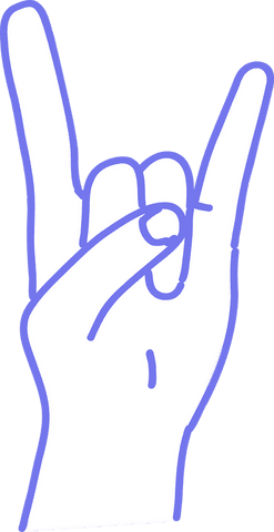 Rock gesture hand icon on transparent background