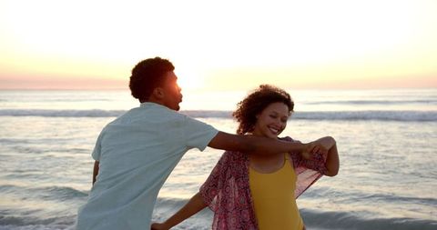 Romantic Beach Sunset Couples Activity and Connection