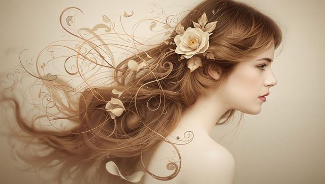 Woman with Flowing Floral Hair in Elegant Artistic Portrait
