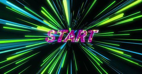 Vibrant Start Text Against Neon Light Trails Background - Download Free Stock Images Pikwizard.com