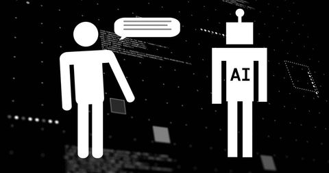 Ai and human interaction symbol in digital space
