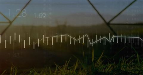 Field overlaid with financial growth data and market trends