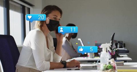 Businesswoman Engaging on Smartphone with Social Media Interaction