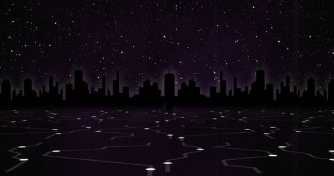 futuristic digital cityscape with starry night - Download Free Stock Images Pikwizard.com
