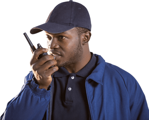 security officer with walkie talkie on transparent background - Download Free Stock Videos Pikwizard.com