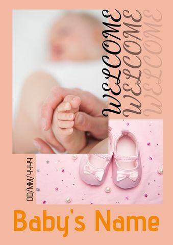 newborn welcome: tiny hands and shoes for baby announcements - Download Free Stock Templates Pikwizard.com