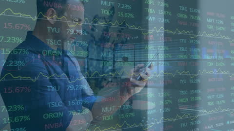 Businessman Engaging with Financial Data Analytics on Smartphone