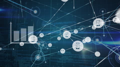 Digital Interface with Data Network and Technology Icons