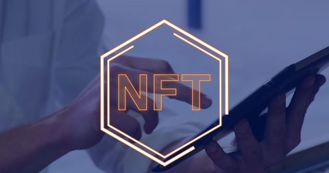 Person interacting with tablet on nft concept