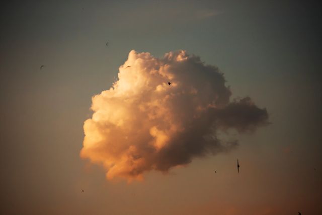 Solitary Orange Cloud in Evening Sky - Download Free Stock Photos Pikwizard.com