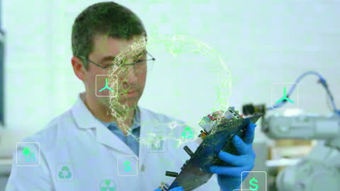 Innovative Scientist Explores Sustainable Technology with Augmented Reality