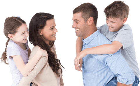 happy family transparent, piggyback fun with parents and children - Download Free Stock Videos Pikwizard.com