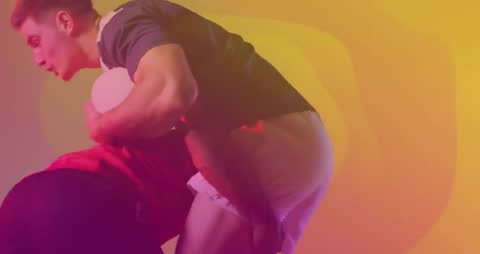 Dynamic Rugby Tackle in Motion