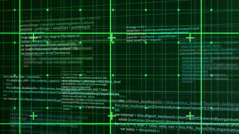Futuristic Data Processing Grid with Digital Code