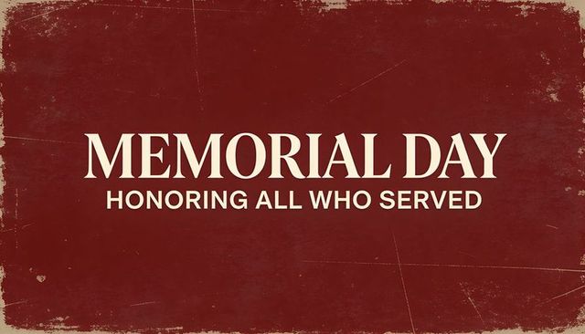 Memorial day vintage tribute poster honoring all who served on distressed maroon