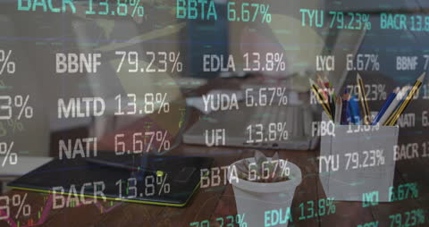 Digital Financial Data Overlay on Office Workspace