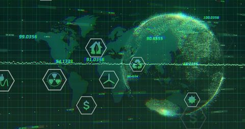 Global Data Network with Eco Icons and World Connections - Download Free Stock Images Pikwizard.com