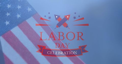Labor Day Celebration with American Flag Graphic Design