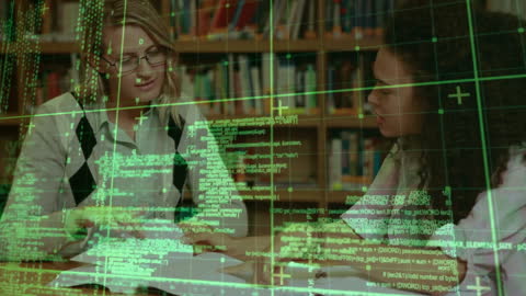 Students Collaborating with Technology and Data Visuals