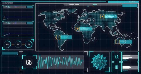 Global Data Processing with COVID-19 Analysis on Digital Map Interface - Download Free Stock Images Pikwizard.com