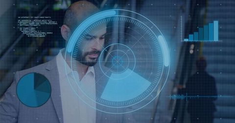 Innovative business technology with digital analytics interface