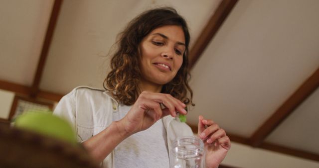 Young Woman Preparing Healthy Drink at Home - Download Free Stock Images Pikwizard.com