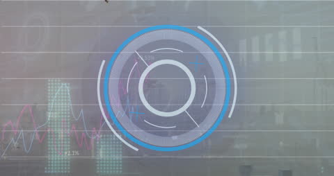 Futuristic Business Data Visual Concept with Circular Interface