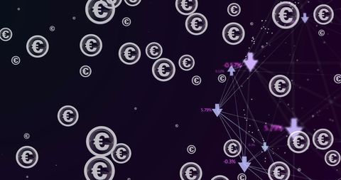 Digital euro currency network illustration