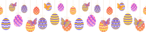 seamless easter egg and butterfly pattern features vibrant colors and white bows on transparent background, ideal for festive designs. perfect for creating easter-themed crafts, cards, party decorations, and seasonal banners. adds a cheerful atmosphere to websites and digital projects with its ornamental design.
