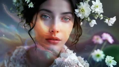 Enchanted Portrait with Ethereal Light and Floral Elegance