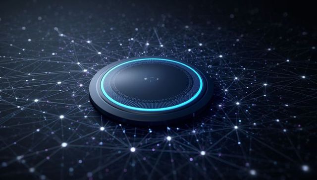 Futuristic Glowing Hub in Dark Digital Network