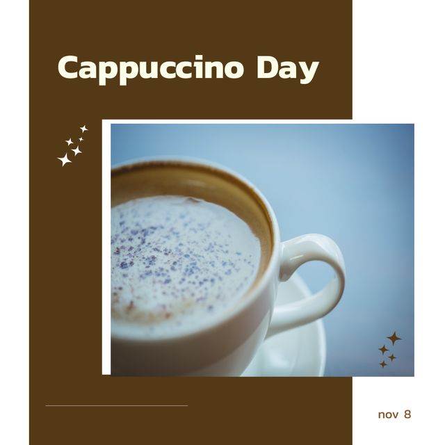 Cappuccino Day Celebration with Frothy Coffee and Copy Space - Download Free Stock Templates Pikwizard.com