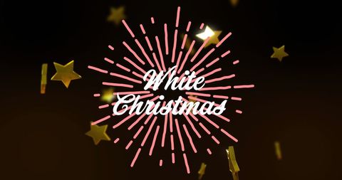 Festive White Christmas Text with Falling Gold Stars - Download Free Stock Images Pikwizard.com