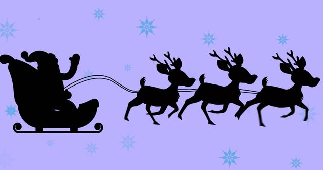 Santa Claus Sleigh with Reindeer against Snowy Background - Download Free Stock Images Pikwizard.com