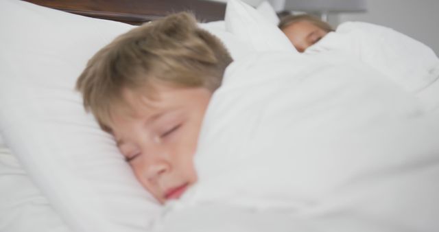 Children Sleeping Peacefully in White Bedding - Download Free Stock Images Pikwizard.com