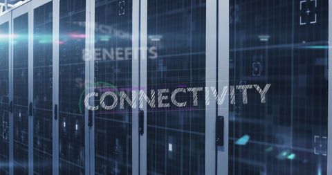 Computer Servers with Technology Connectivity Messages in Data Center - Download Free Stock Images Pikwizard.com