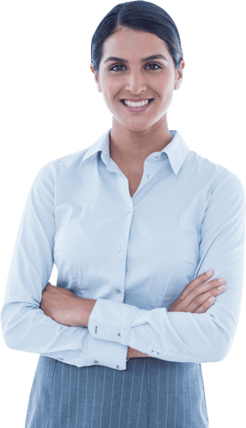 Transparent Portrait of Confident Businesswoman Smiling with Arms Crossed