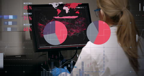 Doctor Analyzing Digital DNA Data on Computer Screen