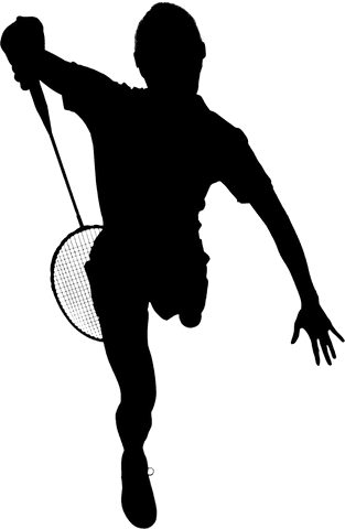 Silhouette of male tennis player swinging racket on transparent background