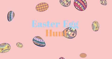 Colorful Easter Egg Hunt Illustration on Pastel Background