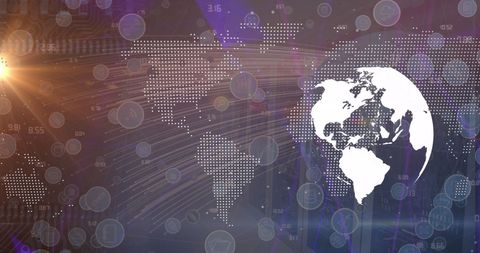 Global Data Processing Concept with Digital World Map - Download Free Stock Images Pikwizard.com